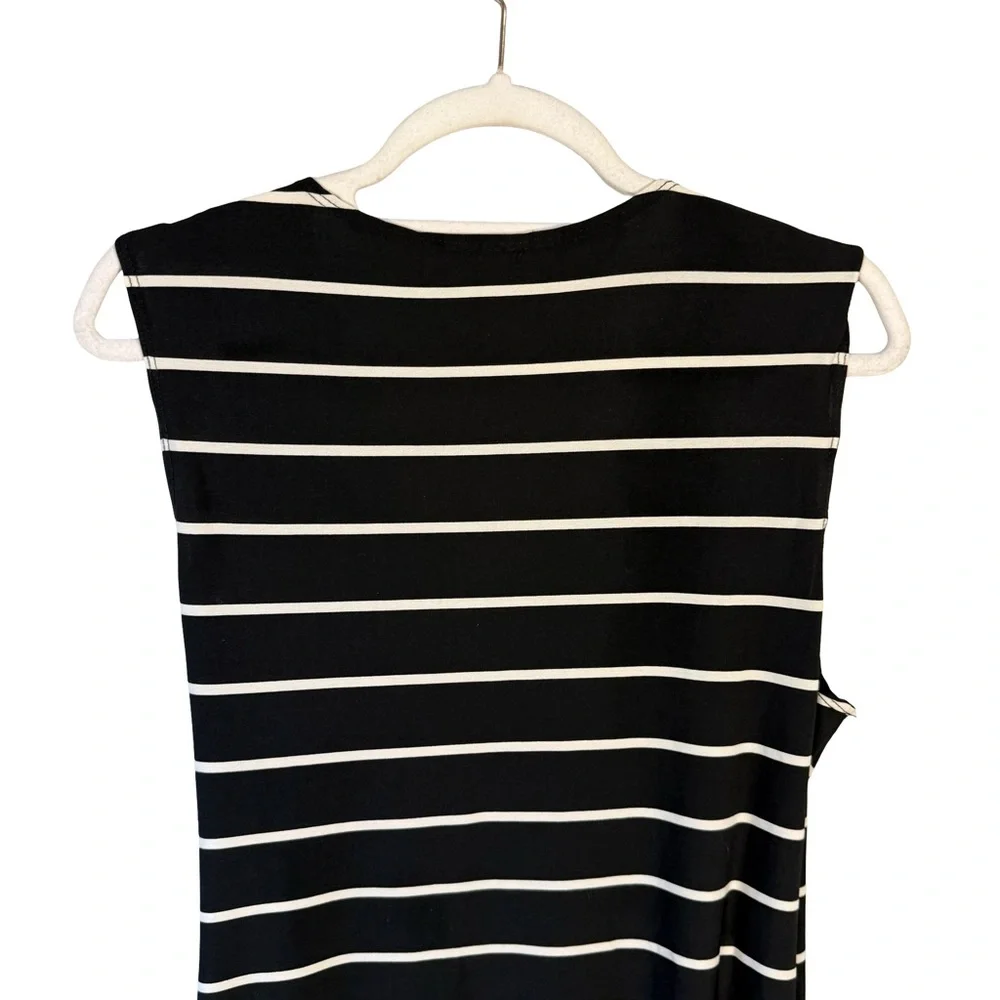 Retro Y2K Black and White Classic Striped Women's Top Size M Minimalist Casual - Picture 9 of 10